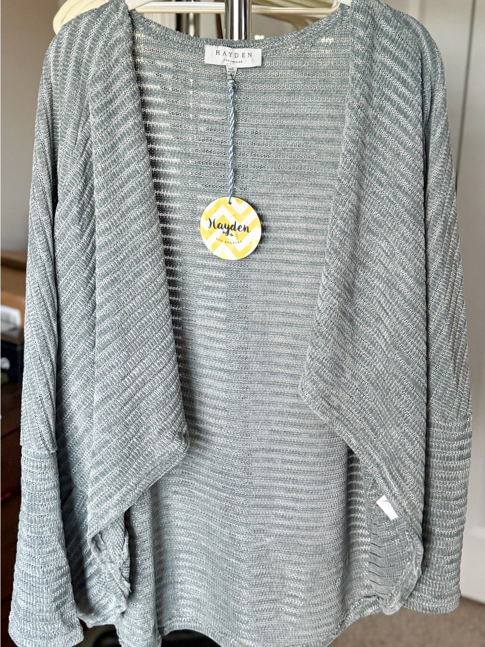 Hayden Light Heather Gray Open-Front Knit Cardigan